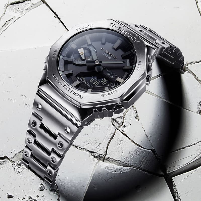 カシオ 腕時計 Gショック カシオーク CASIO G-SHOCK FULL METAL メンズ ブラック シルバー 時計 ソーラー メタル  フルメタル 高級 銀 GM-B2100D-1AJF 人気