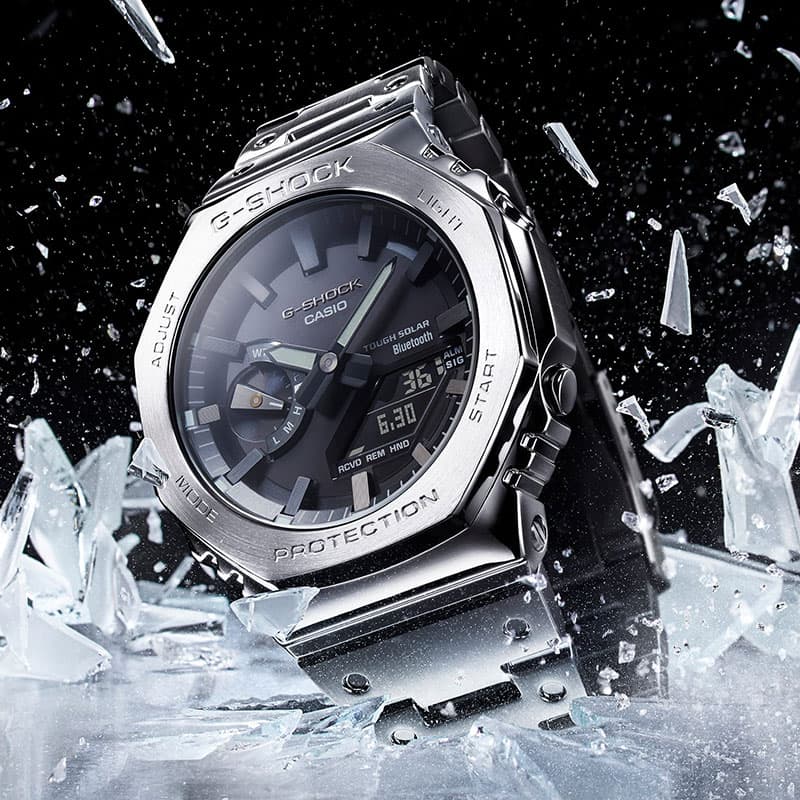 カシオ 腕時計 Gショック カシオーク CASIO G-SHOCK FULL METAL メンズ ブラック シルバー 時計 ソーラー メタル  フルメタル 高級 銀 GM-B2100D-1AJF 人気