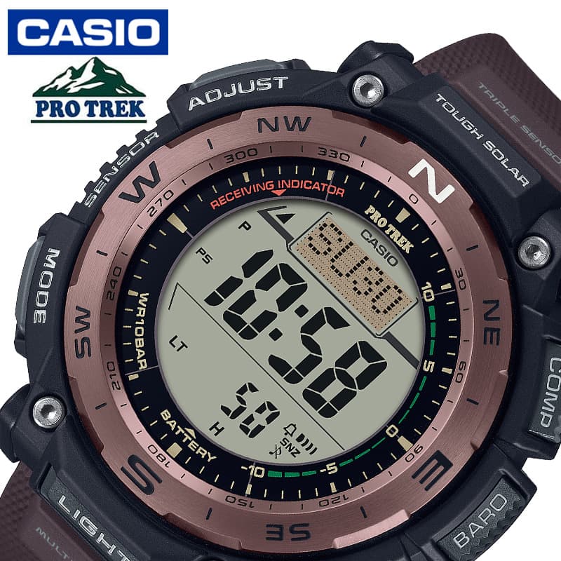 カシオ 腕時計 プロトレック PRW-3400シリーズ CASIO PROTREK Climber Line メンズ 液晶 ダークレッド 時計 ソーラー アウトドア キャンプ カジュアル アナデジ