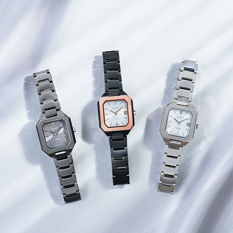 CASIO SHEEN ソーラー腕時計 フレッシュカラーズ　ソーラーサファイア シーン ソーラーサファイア オクタゴン SHS-4529D-7AJF レディース