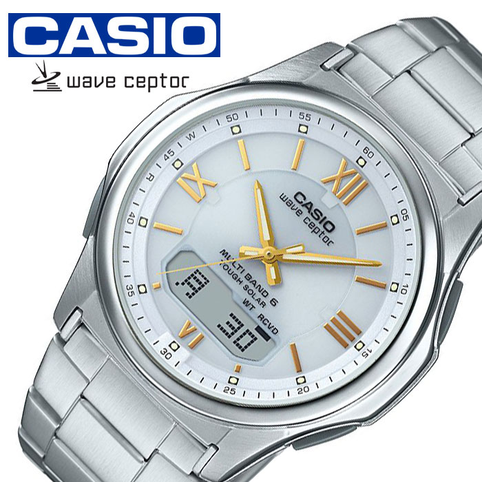 カシオ ウェーブセプター ソーラー 電波 時計 CASIO WAVE CEPTOR 腕時計 メンズ ホワイト WVA-M630D-7A2JF ブランド 正規品 カレンダー アラーム アナデジ｜watch-lab