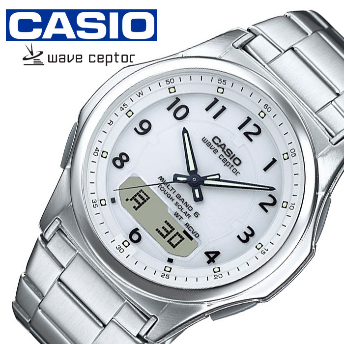 カシオウェーブセプター腕時計 CASIOWAVE CEPTOR時計 CASIO WAVE CEPTOR 腕時計 カシオ ウェーブセプター 時計 ソーラー電波腕時計 MULTIBAND6 メンズ ホワイト｜watch-lab