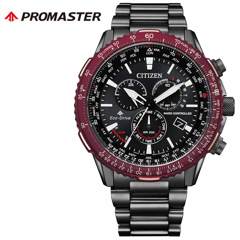 シチズン 腕時計 プロマスター CITIZEN PROMASTER メンズ ブラック 時計 電波ソーラー  エコ・ドライブ電波時計 ダイレクトフライト SKYシリーズ CB5009-55E