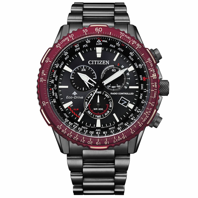 シチズン 腕時計 プロマスター CITIZEN PROMASTER メンズ ブラック 時計 電波ソーラー  エコ・ドライブ電波時計 ダイレクトフライト SKYシリーズ CB5009-55E｜watch-lab｜02