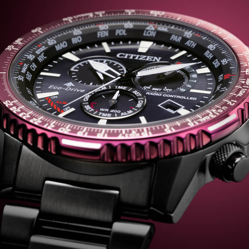 シチズン 腕時計 プロマスター CITIZEN PROMASTER メンズ ブラック 時計 電波ソーラー  エコ・ドライブ電波時計 ダイレクトフライト SKYシリーズ CB5009-55E｜watch-lab｜06