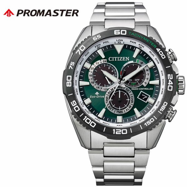 シチズン 腕時計 プロマスター エコ・ドライブ電波時計 LANDシリーズ ダイレクトフライト CITIZEN PROMASTER メンズ グリーン シルバー 時計 CB5034-91W