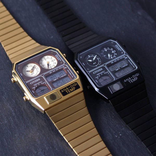 シチズン アナデジ テンプ 復刻 限定モデル 温度計 時計 CITIZEN ANA-DIGI TEMP 腕時計 ゴールド ブラック デジアナ 80年代  90年代 レトロ ストリート
