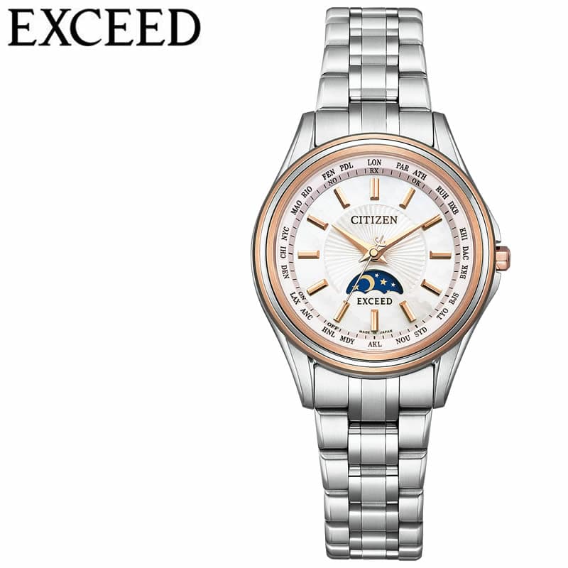 シチズン 腕時計 エクシード CITIZEN EXCEED レディース ホワイト シルバー 時計 ソーラー クォーツ 電波時計 45周年記念 ペアモデル EE1014-61W 人気