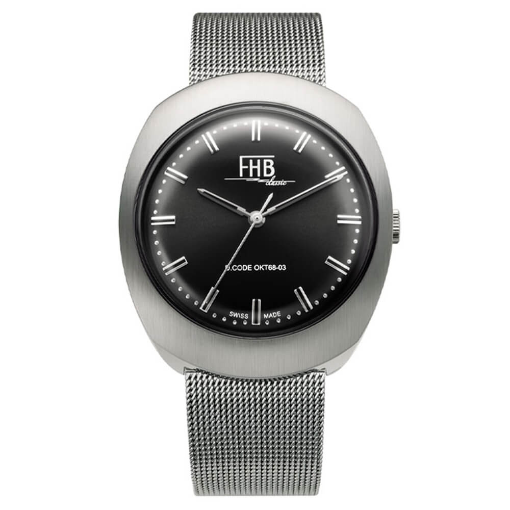 FHB 腕時計 エフエイチビー 時計 ノアシリーズ F930 NOAH SERIES メンズ レディース ブラック F930BK-MT クラシカル レトロ ヴィンテージ ビンテージ シンプル｜watch-lab｜02