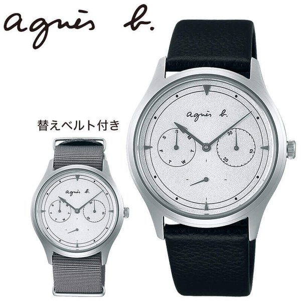 アニエスベー 腕時計 オム agnes b. homme メンズ 男性 シルバー ブラック レザー 革ベルト 時計 クォーツ FCRT960 人気 おしゃれ シンプル｜watch-lab