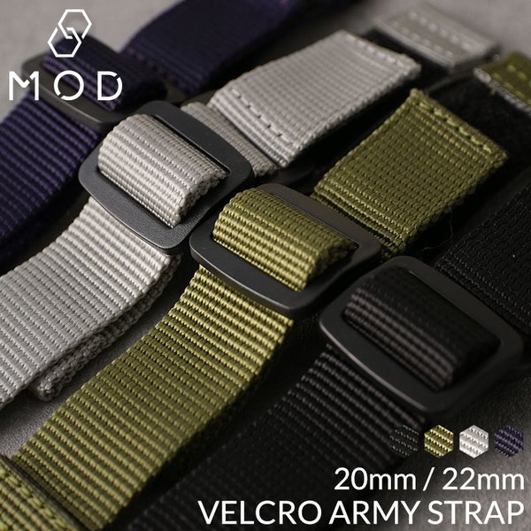 MOD VELCRO ARMY STRAP ベルクロ アーミー ストラップ 腕時計 ナイロンベルト ベロクロ 時計 マジックテープ バンド ミリタリー アウトドア 金属 アレルギー｜watch-lab