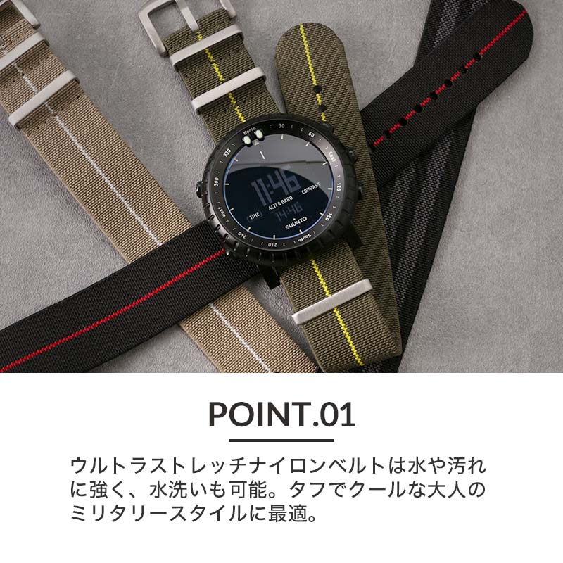 紺×赤 SUUNTO CORE All Black 替えベルト 交換用電池キット付き | www