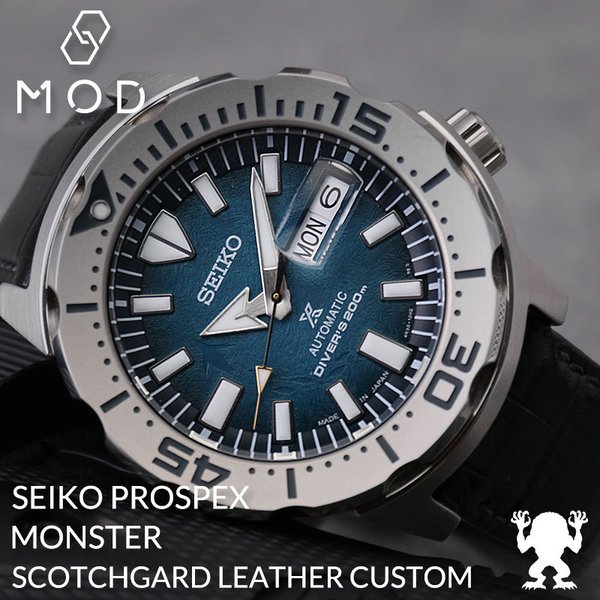 当店限定 カスタム セイコー 腕時計 SEIKO 時計 モンスター シリーズ MONSTER プロスペックス 型押し 超強力撥水 レザー ベルト バンド 革ベルト SBDY105｜watch-lab