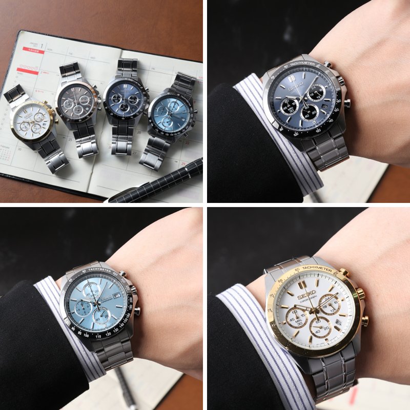 【当店限定セット】セイコー 時計 SEIKO 腕時計 クロノグラフ MOD メンズ プレゼント シンプル レザー 革 ベルト メタル ブラック ネイビー ブラウン 人気の画像