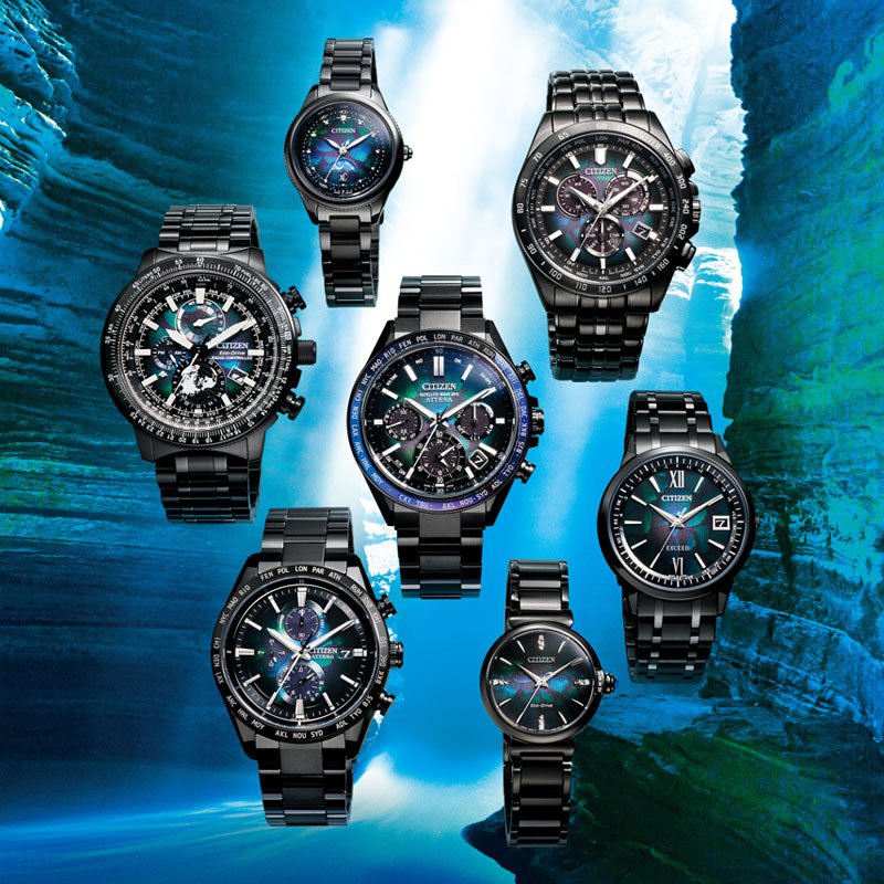 極美品　稼働品　CITIZEN　シチズン　アテッサ　ブラック　シルバー　ソーラー 正規品】LAYERS of TIME ときの積層 シチズン 腕時計 CITIZEN 時計