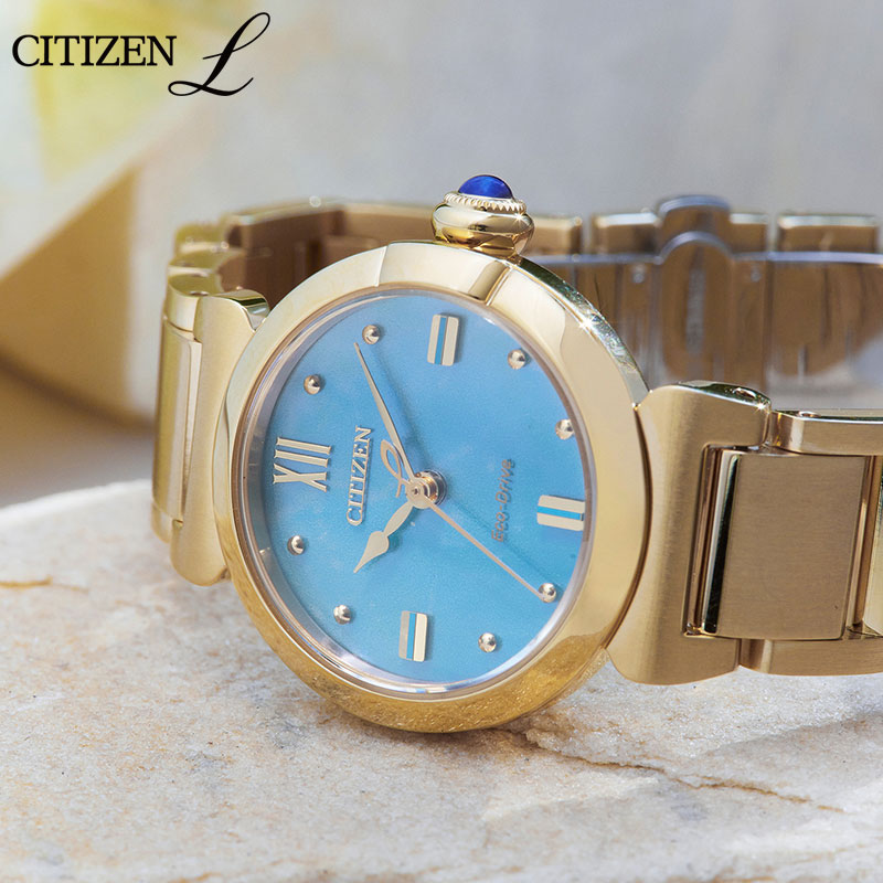 シチズン 腕時計 レディース ブルー ゴールド ソーラー ステンレス