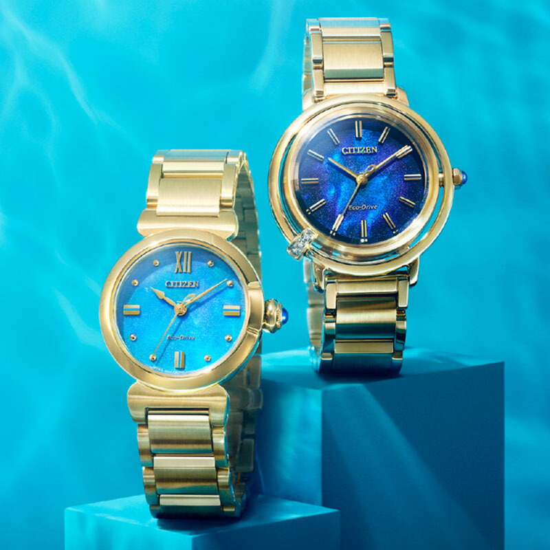 シチズン 腕時計 レディース ブルー ゴールド ソーラー ステンレス