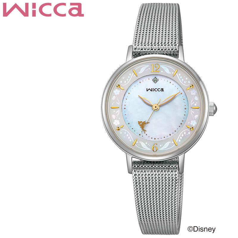 シチズン ウォルト・ディズニー・カンパニー創立100周年 腕時計 ウィッカ 「ティンカー・ベル」 CITIZEN Wicca レディース ホワイト シルバー 時計 ソーラー｜watch-lab