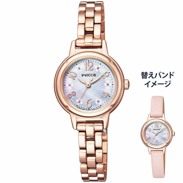 シチズン ウィッカ ソーラー 腕時計 ハナミズキ限定 サスティナブルモデル 世界限定2250本 CITIZEN Wicca レディース 白蝶貝 ピンクゴールド 時計 KP3-660-95 KP3 材質：ステンレス めっき ピンクゴールド色