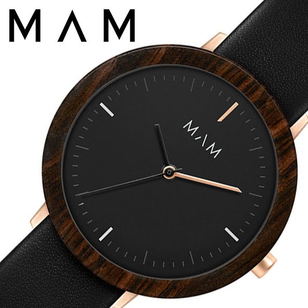 マム ウッドウォッチ 木製 時計 MAM 腕時計 フェラ FERRA レディース ブラック MAM634 人気 ブランド ベルト レザー おしゃれ シンプル 大人 かわいい