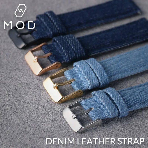 腕時計 デニムカーフスキンレザーウォッチストラップdenim calfskin