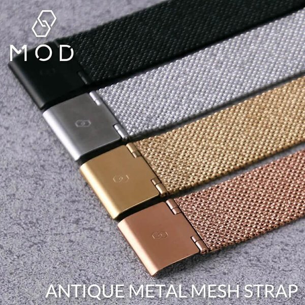 ƥ᥿å她ȥå ٥ 18mm ߥ͡ ӻץ٥ Х MOD  ANTIQUE METAL MESH STRAP  ǥ ͵