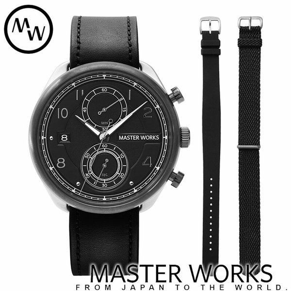 【なお】MASTER　WORKS　マスターワークス　腕時計　ブラック マスターワークス 腕時計 替えベルト2本付き 限定セット クアトロ002