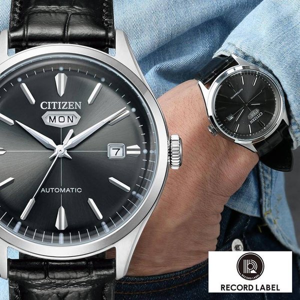 機械式腕時計 シチズンコレクション レコードレーベル 時計 CITIZEN COLLECTION RECORD LABEL 腕時計 メンズ ブラック NH8390-20H