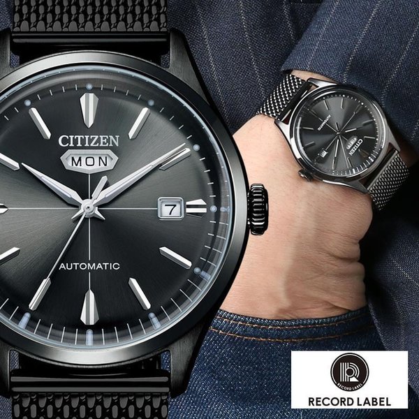 機械式腕時計 シチズンコレクション レコードレーベル 時計 CITIZEN COLLECTION RECORD LABEL 腕時計 メンズ グレー NH8397-80H 公式限定新作/送料無料