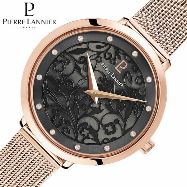 ピエールラニエ 腕時計 エオリア Pierre Lannier Eolia レディース ブラック ピンクゴールド 時計 P039L938｜watch-lab