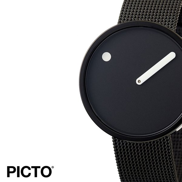 PICTO（ピクト） 時計 腕時計 ブラックケース アンド メッシュバンド