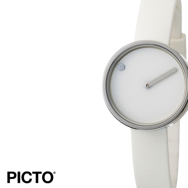 ピクト 時計 PICTO 腕時計 スティールケース アンド シリコンストラップ STEEL CASE &amp; SILICONE STRAP レディース ホワイト PIC-43363-0212S 個性的