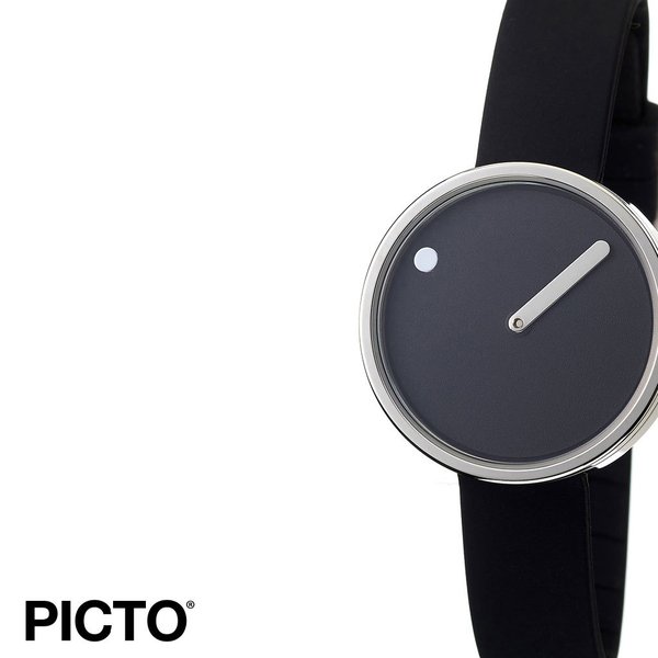 ピクト 時計 PICTO 腕時計 スティールケース アンド シリコンストラップ STEEL CASE & SILICONE STRAP レディース ブラック PIC-43369-0112S 個性的
