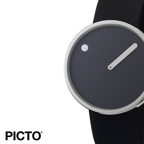 ピクト 時計 PICTO 腕時計 スティールケース アンド シリコンストラップ STEEL CASE & SILICONE STRAP メンズ ブラック PIC-43370-0120S 個性的 デザイン