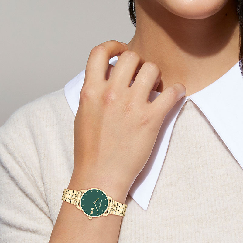 COACH アナログ時計 ゴールド/グリーン COACH アナログ時計 ゴールド/グリーン COACH 腕時計 グリーン