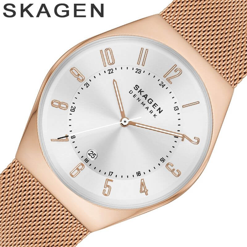 スカーゲン 時計 スカーゲン 腕時計 グレーネン SKAGEN Grenen メンズ スカーゲン腕時計 ホワイトシルバー ローズゴールド 時計 SKW6818 シンプル｜watch-lab
