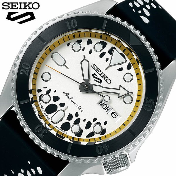 セイコー 腕時計 ファイブスポーツ Seiko 5 Sports × ONE PIECE Collaboration Limited Edition 死の外科医 ロー メンズ ホワイト ブラック 時計 SBSA149
