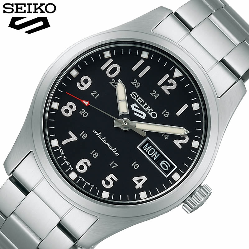 セイコー 腕時計 ファイブスポーツ Field Sports Style SEIKO 5 SPORTS メンズ ブラック シルバー 時計 機械式 自動巻き SBSA197 ビジネス プレゼント