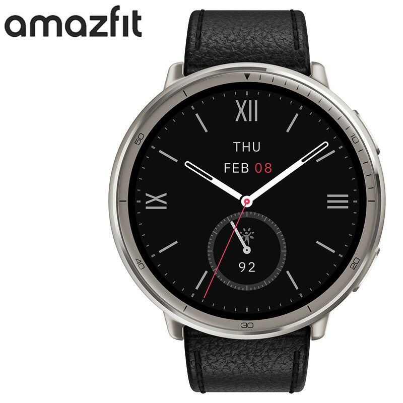 アマズフィット 腕時計 AMAZFIT スマートウォッチ アクティブ2 ユニセックス ブラック レザー 革 ベルト SP170073-C225 ランニング 睡眠 人気 おすすめ