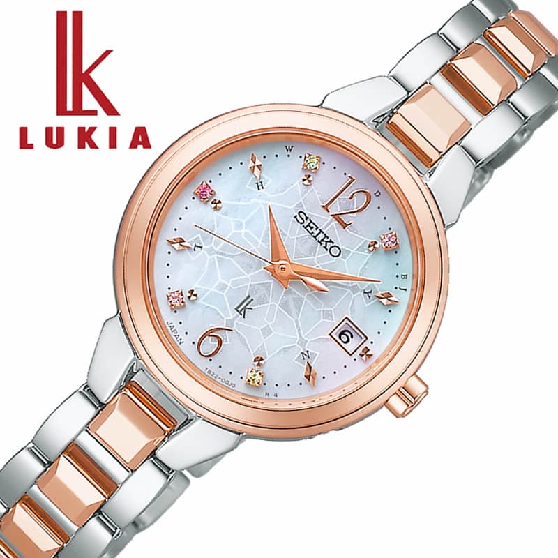 セイコー 腕時計 ルキア SEIKO LUKIA レディース ホワイト シルバー　ピンクゴールド 時計 ソーラー クォーツ 電波時計 SSVW204 人気 おすすめ ブランド