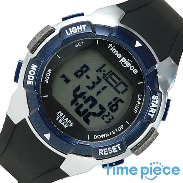 タイムピース 時計 Time Piece 腕時計 メンズ ネイビー TPW-004BL 人気 ブランド おすすめ おしゃれ ランニング ジョギング マラソン ラップ計測 20ラップ