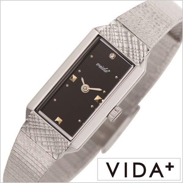 ヴィーダプラス 腕時計 VIDA+ 時計 スクエア型 Rectangular レディース ブラック J83900-SV-BK｜watch-lab
