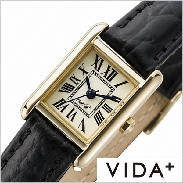 VIDA+ 腕時計 ヴィーダプラス 時計 ミニレクタンギュラー Mini Rectangular レディース アイボリー J83904-LE-BK 正規品 新作 防水 人気 革 レザー ベルト