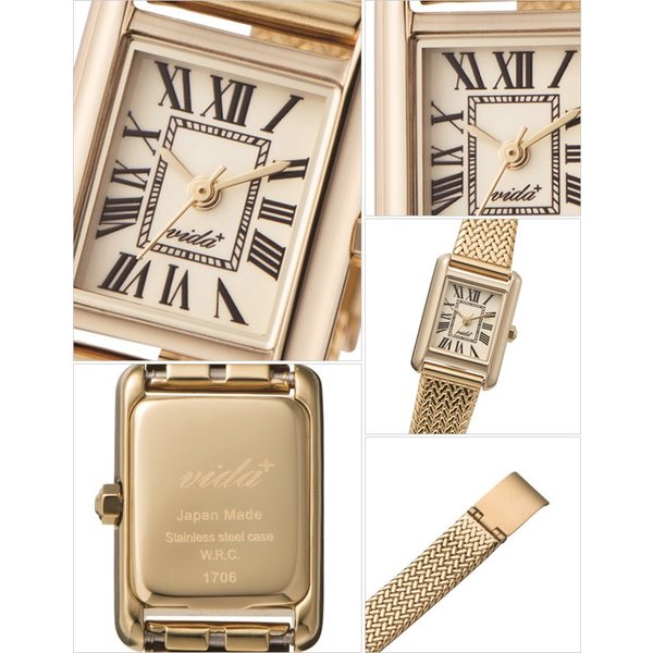 ヴィーダプラス 腕時計 VIDA+ 時計 レディース クリーム VD-JM83930-GD