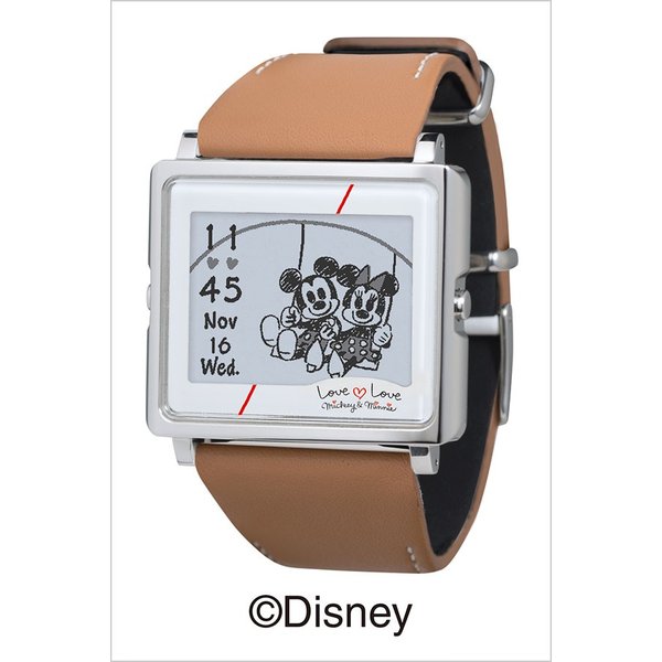 エプソン スマートキャンバス 時計 EPSON Smart Canvas 腕時計 ラブラブ ミッキー＆ミニー ブラウン Love Love  Mickey＆Minnie レディース W1-DY10310