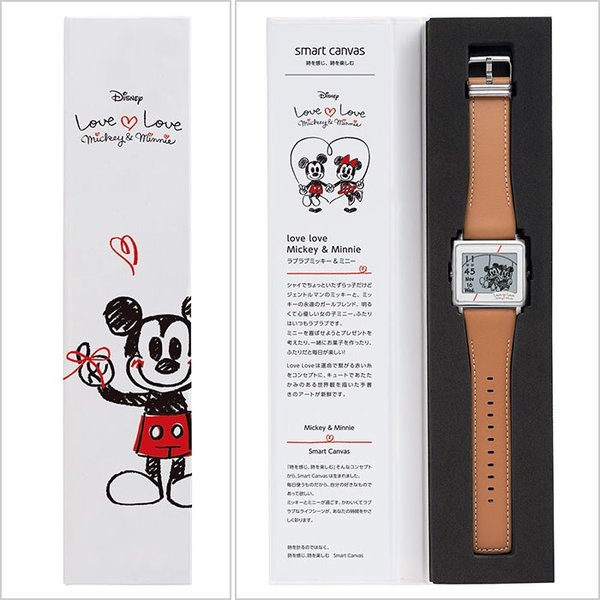 エプソン スマートキャンバス 時計 EPSON Smart Canvas 腕時計 ラブラブ ミッキー＆ミニー ブラウン Love Love  Mickey＆Minnie レディース W1-DY10310