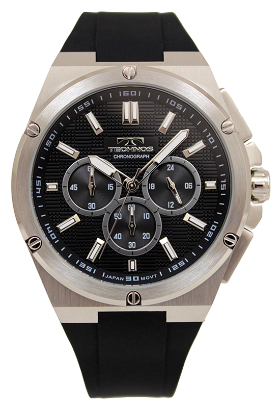 TECHNOS クロノグラフ ブラック時計 メンズ TECHNOS テクノス | タイムタイムオンラインストア