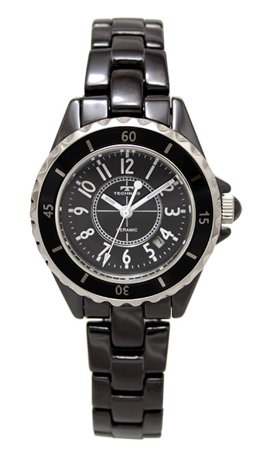 テクノス　T9924　セラミック＆ステンレス 三針 カレンダー 腕時計 レディース TECHNOS 正規品 アウトレット