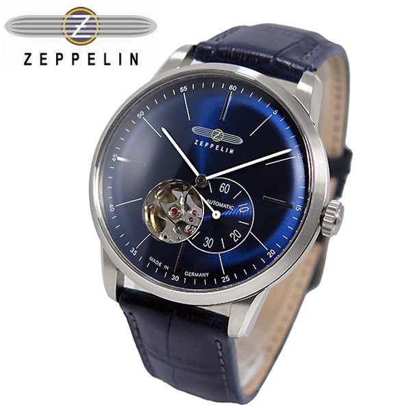 ツェッペリン ZEPPELIN フラットライン 自動巻き メンズ 腕時計 7364-3 ネイビー