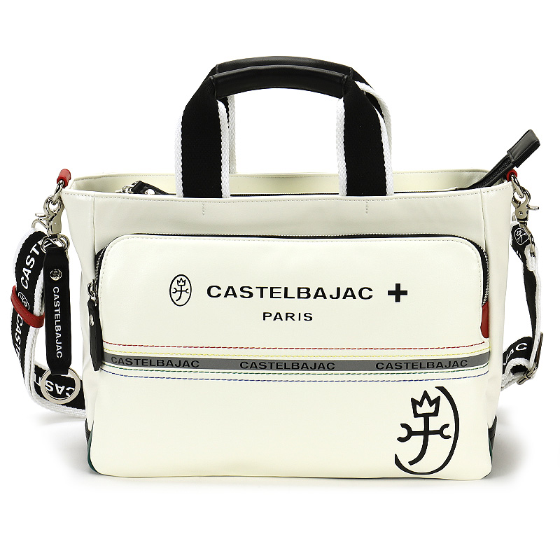 【美品】CASTELBAJAC ドライビングトート ホワイト CASTELBAJAC（カステルバジャック） シャアル ドライビングトート